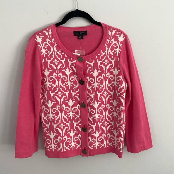 NWT Josephine pink and white cotton cardigan S - Picture 2 of 8